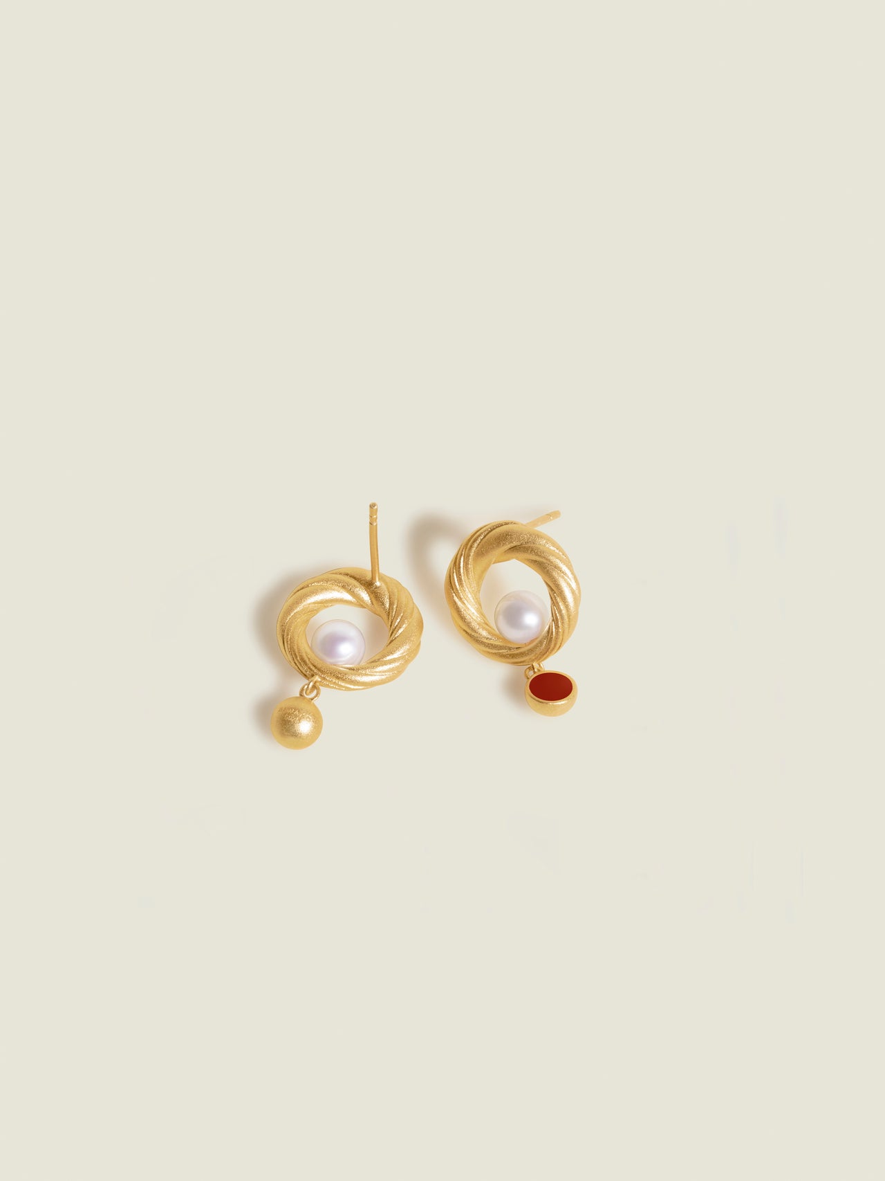 Floating Pearl Enamel Earrings