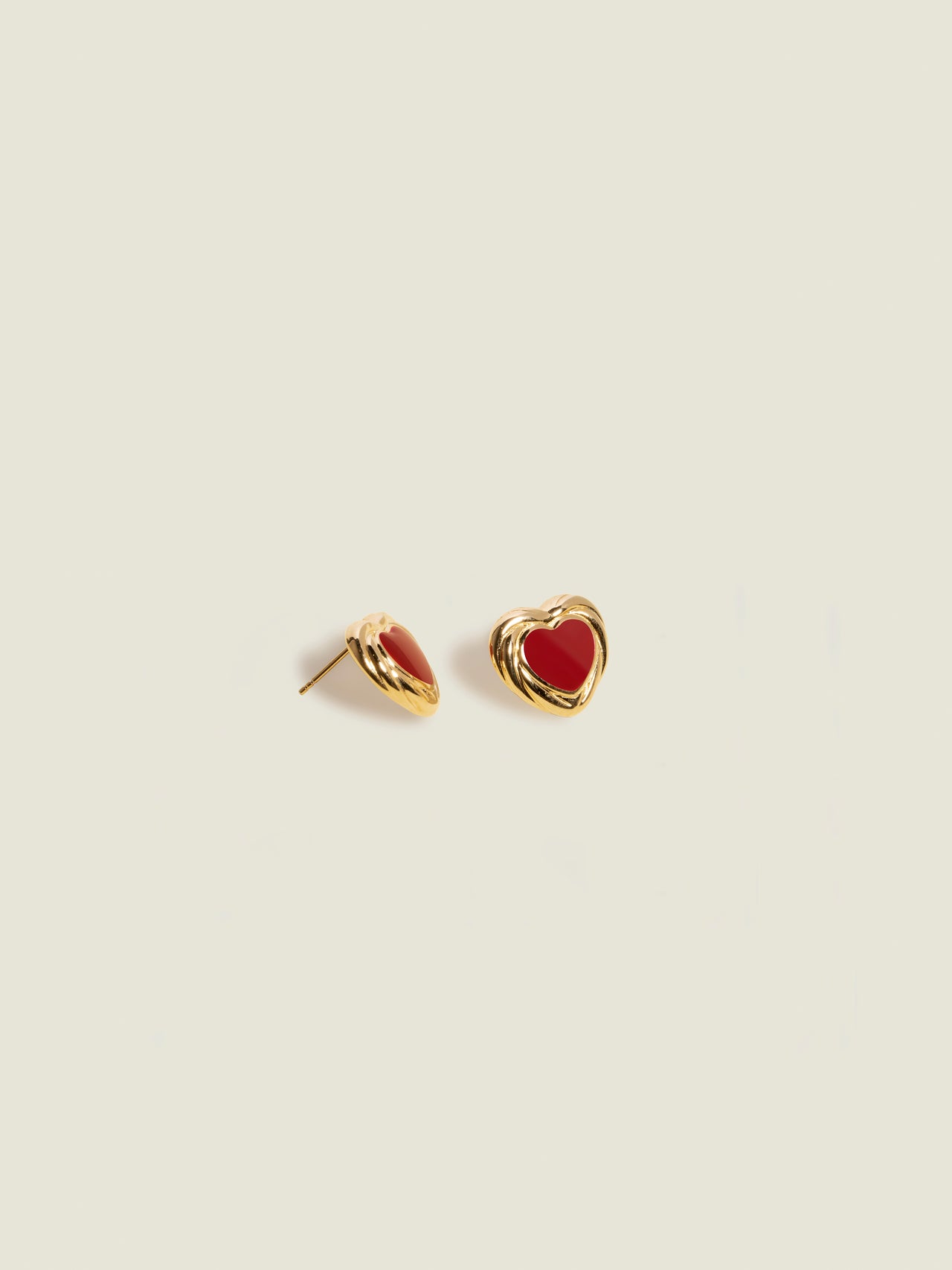 Crimson Heart Enamel Studs