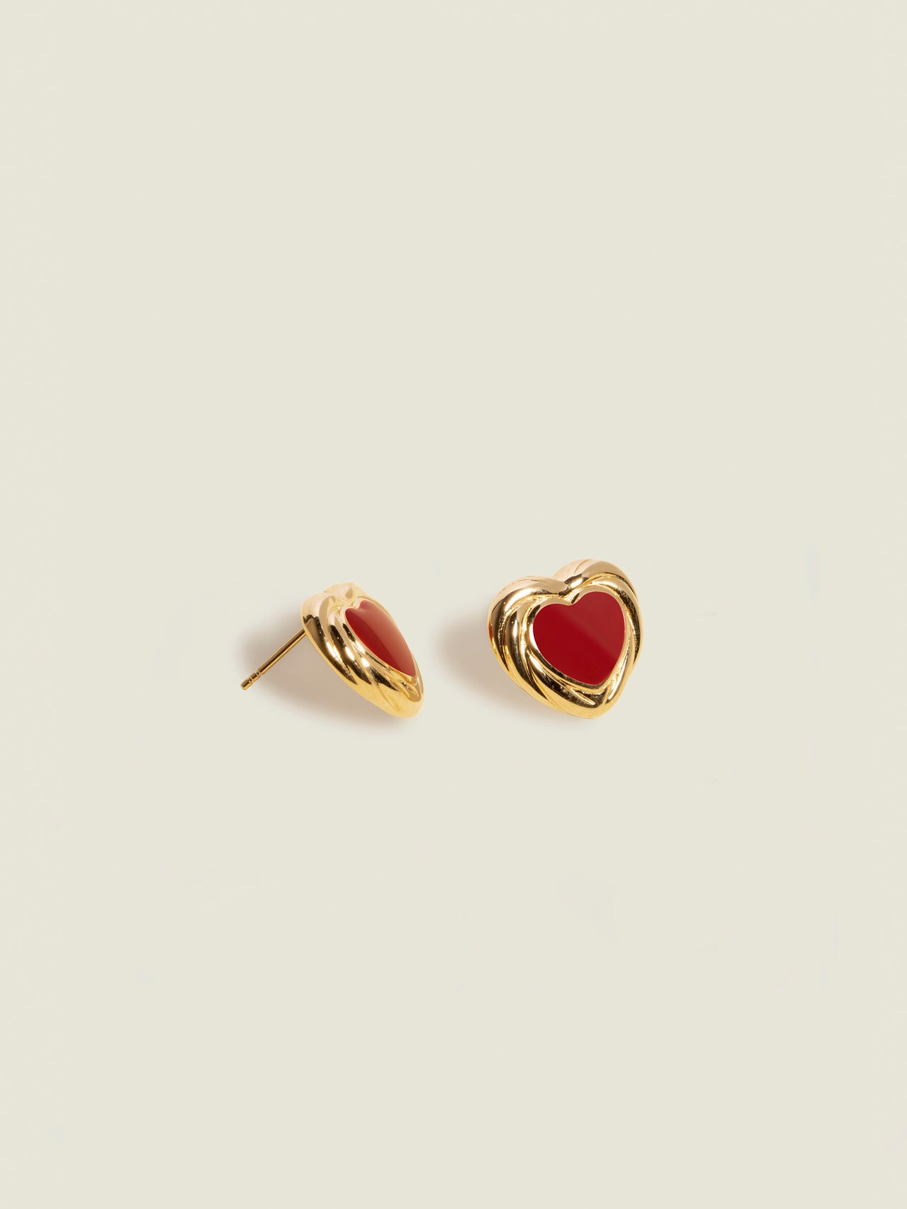 Crimson Heart Enamel Studs