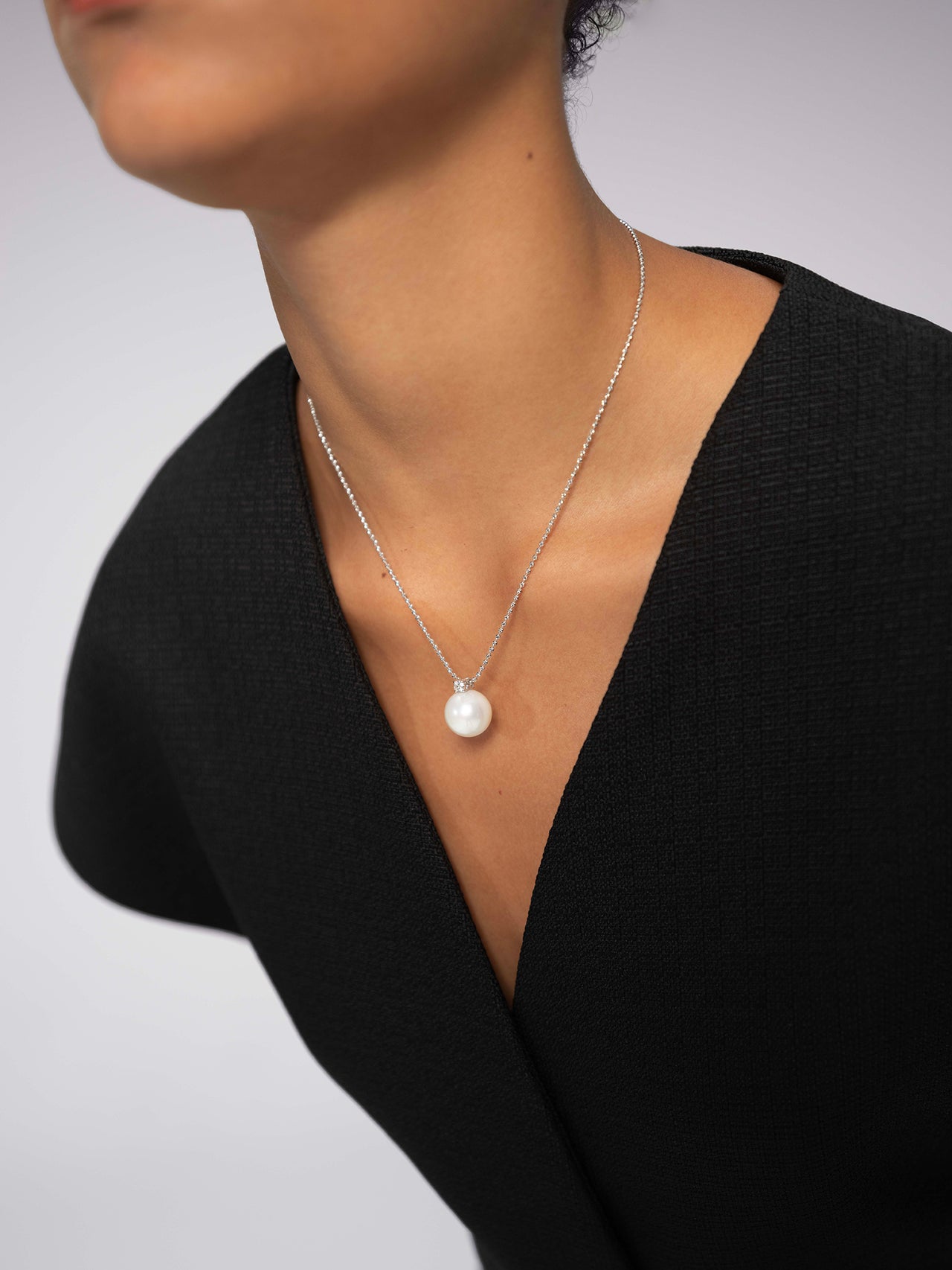 Diamond Solitaire Pearl Pendant