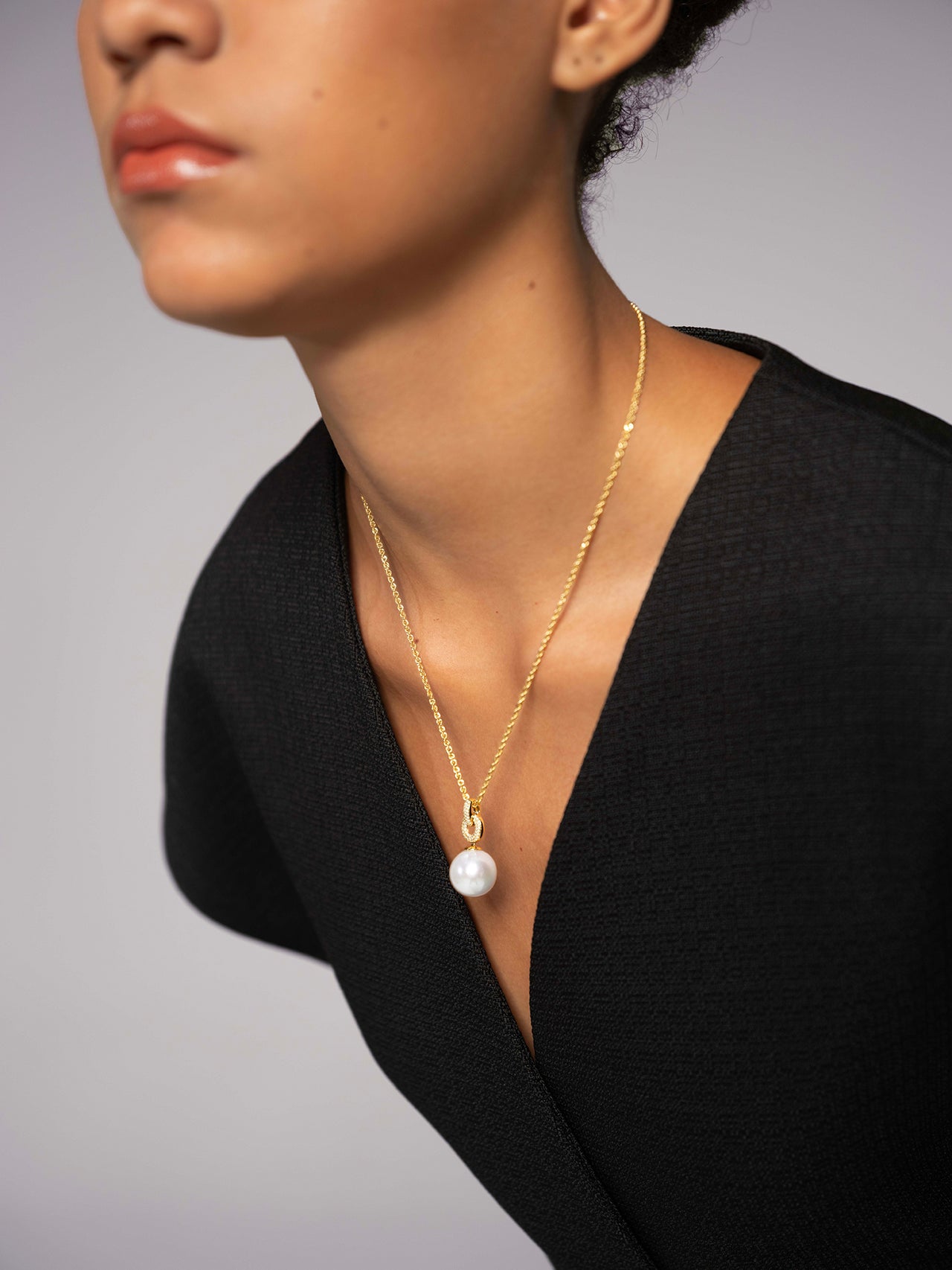 Double Hoop Pearl Pendant