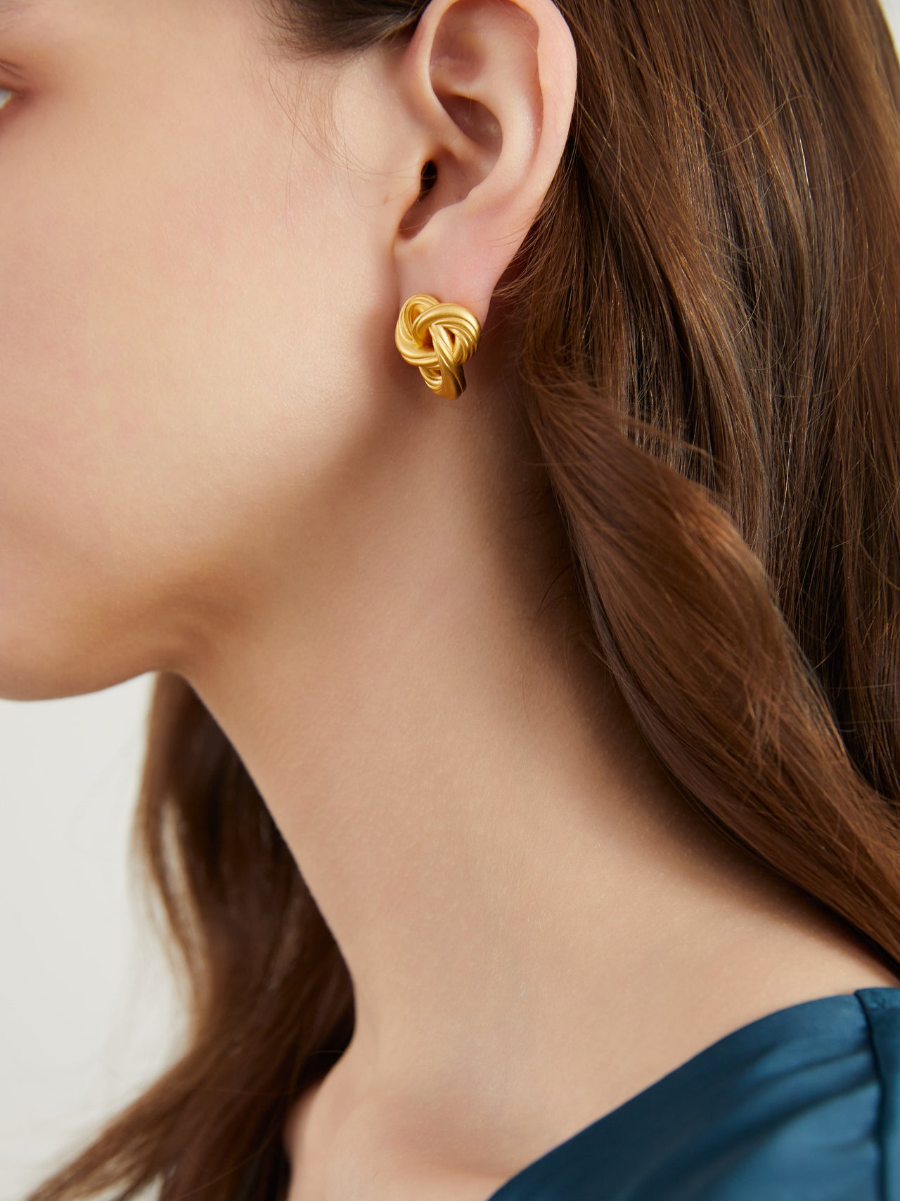 Golden Knotwork Vermeil Ear Studs